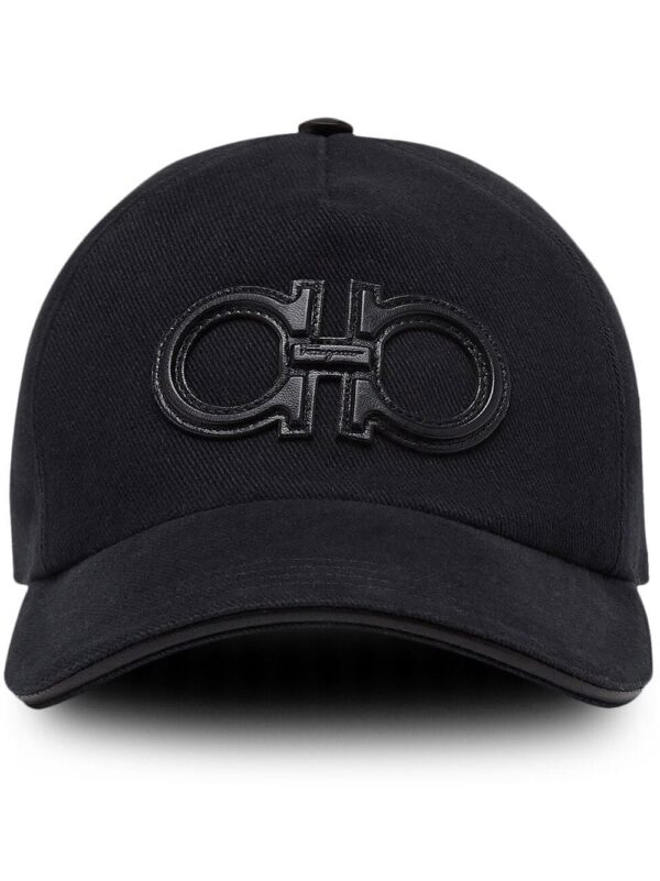 Ferragamo leather-patch logo cap