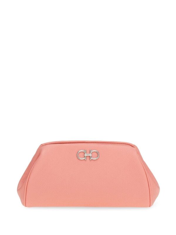 Ferragamo Gancini-plaque leather clutch bag