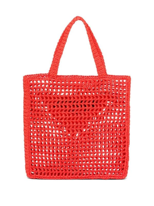 Prada  triangle-logo crochet rafia tote bag