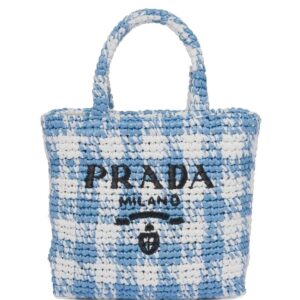 Prada  logo-knit gingham tote bag