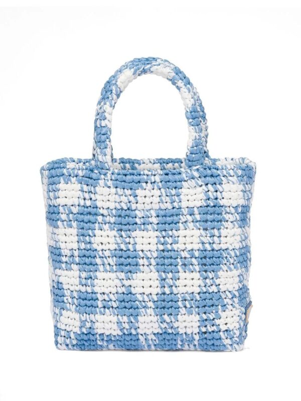 Prada  logo-knit gingham tote bag - Image 2