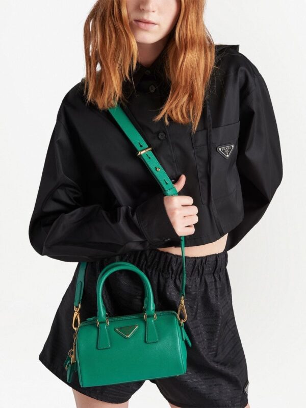Prada triangle-plaque leather mini bag - Image 3