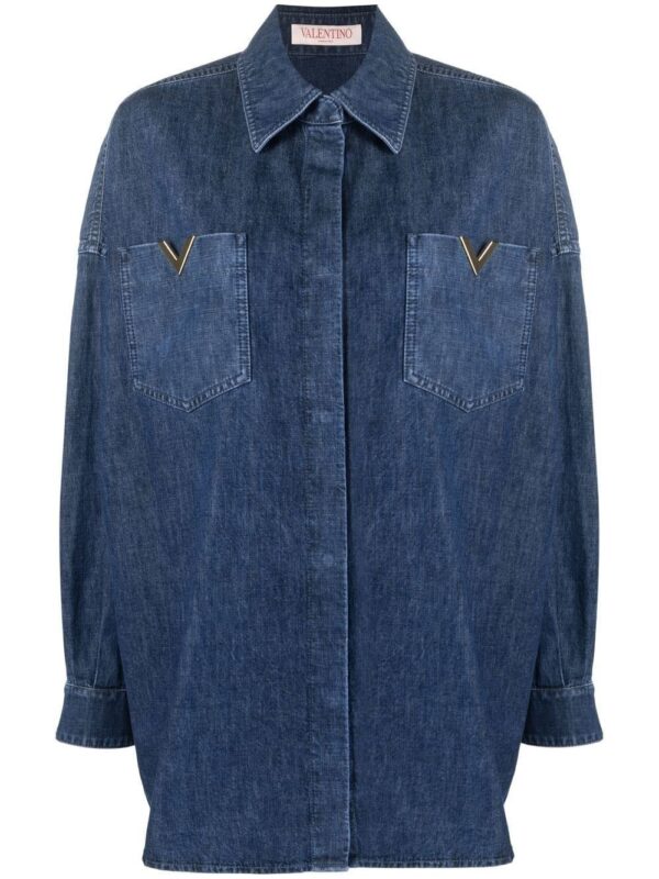 Valentino Garavani  V-plaque chambray denim shirt