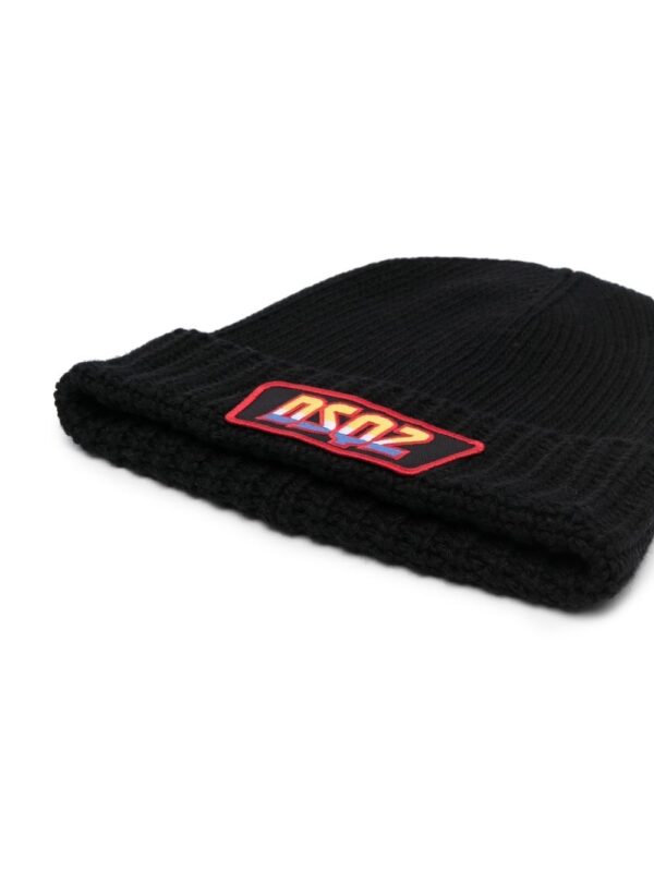 DSQUARED2 logo-patch ribbed-knit beanie - Image 2