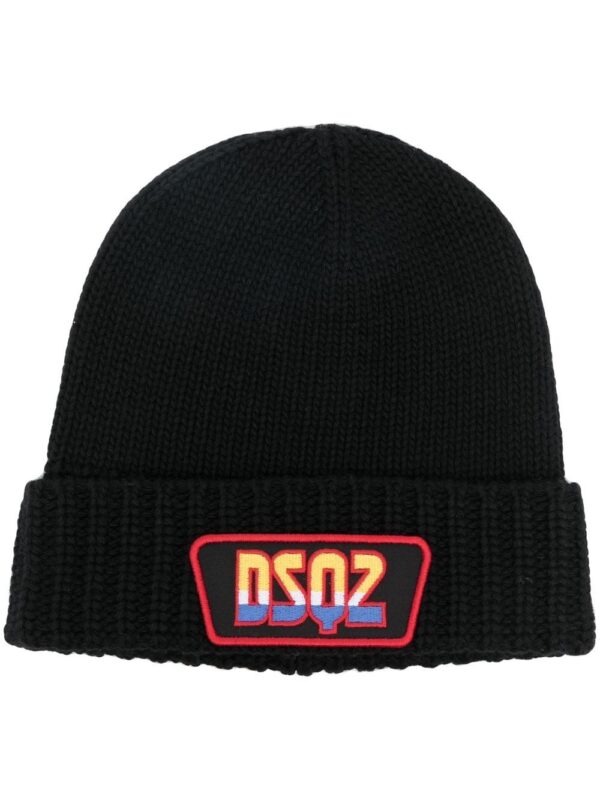 DSQUARED2 logo-patch ribbed-knit beanie