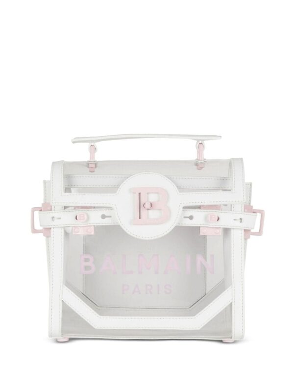 Balmain logo-print transparent crossbody bag