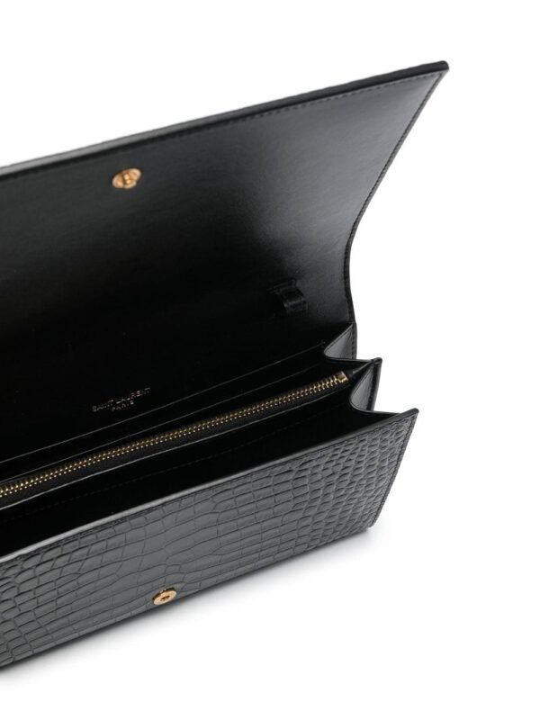 Saint Laurent Cassandre crocodile-embossed chain wallet - Image 5