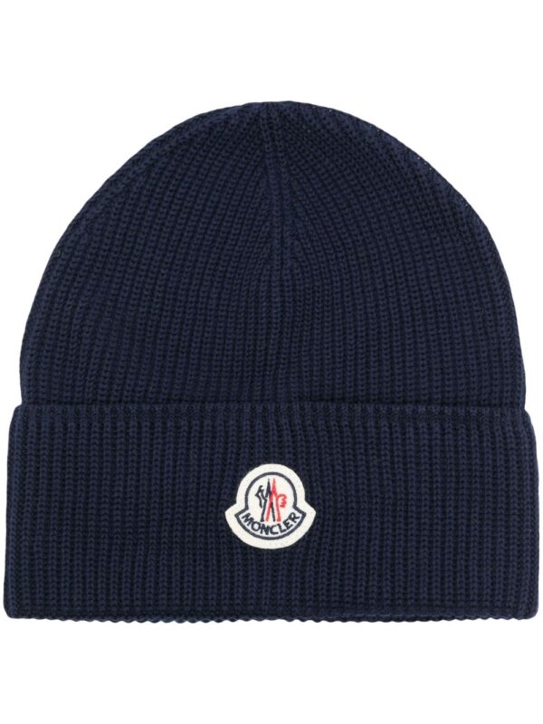 Moncler logo-patch cotton beanie