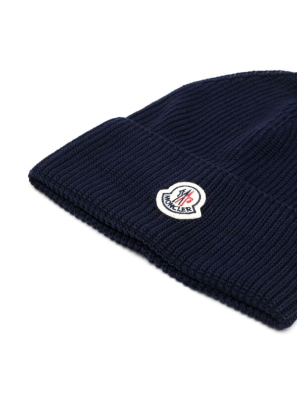 Moncler logo-patch cotton beanie - Image 2
