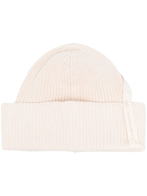 Jacquemus ribbed-knit logo-ribbon beanie