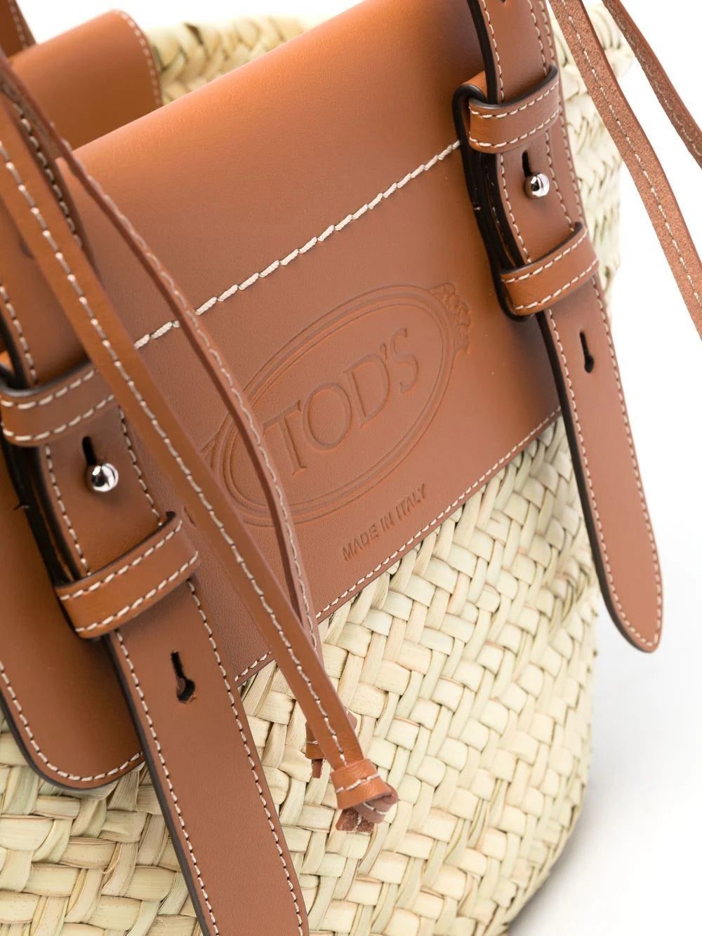 Tod's logo-debossed raffia tote bag - Image 4