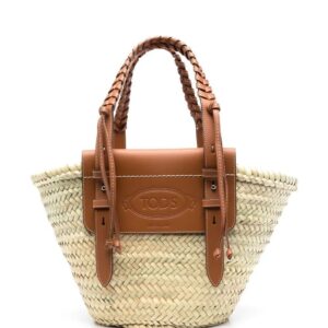 Tod's logo-debossed raffia tote bag