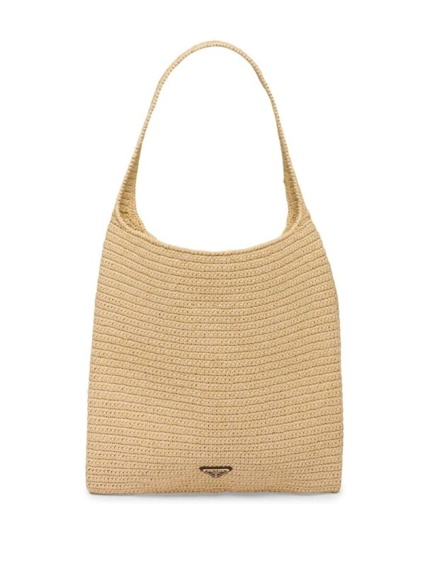 Prada  logo-embroidered raffia tote bag - Image 2