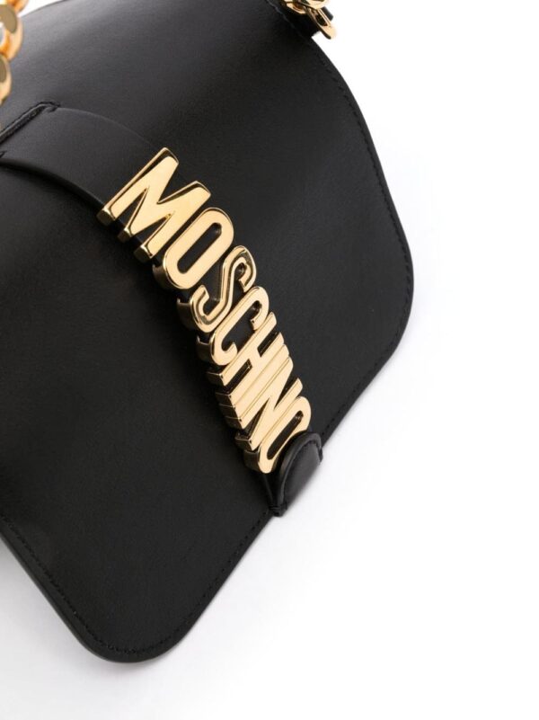 Moschino logo-plaque leather tote - Image 4