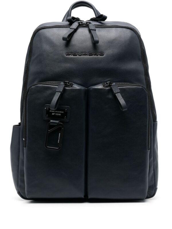 PIQUADRO logo-lettering leather backpack