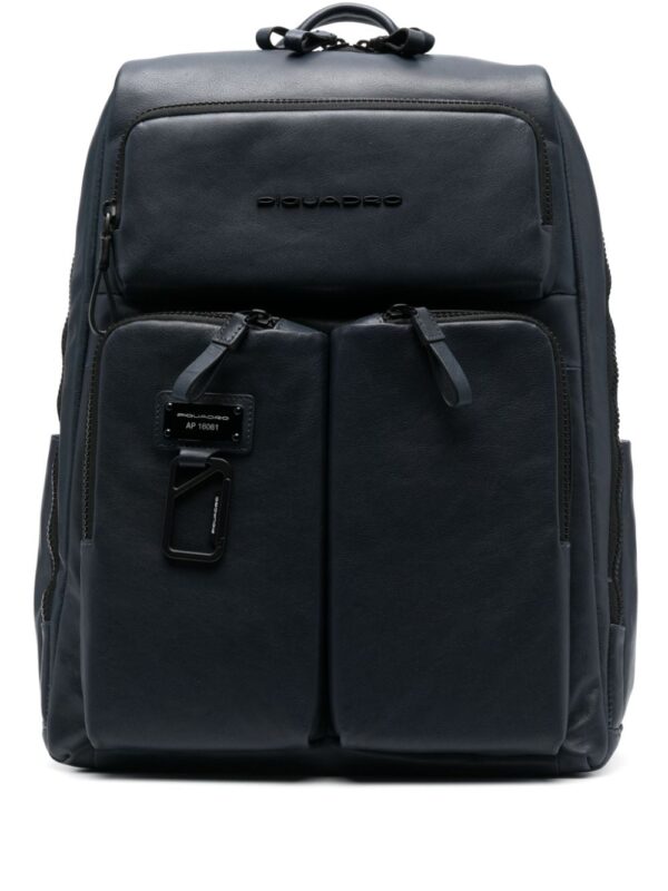 PIQUADRO logo-lettering leather backpack