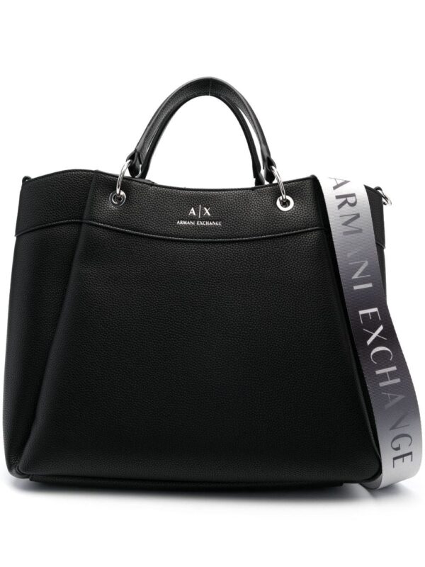 Armani Exchange logo-print leather tote