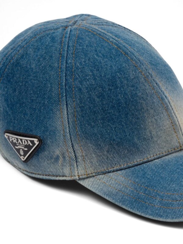 Prada triangle-logo denim baseball cap - Image 2