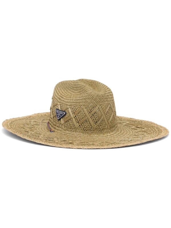 Prada triangle-logo woven straw hat