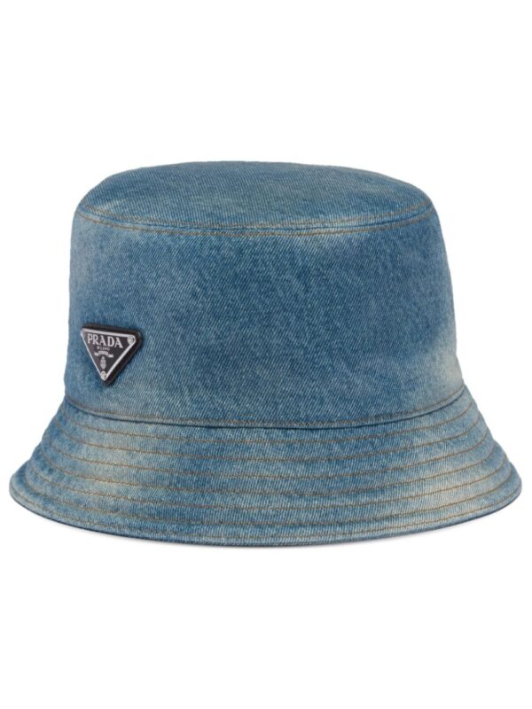 Prada logo-embroidered denim bucket hat