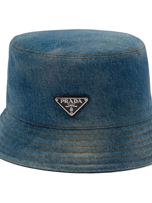 Prada logo-embroidered denim bucket hat - Image 3