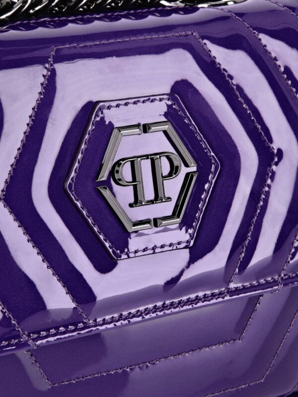 Philipp Plein quilted patent-leather shoulder bag - Image 5