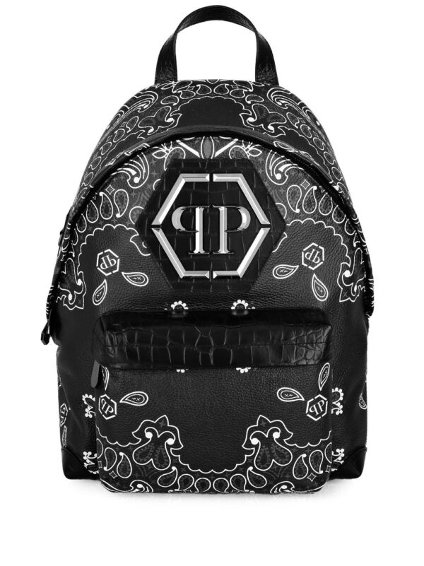 Philipp Plein logo-plaque leather backpack