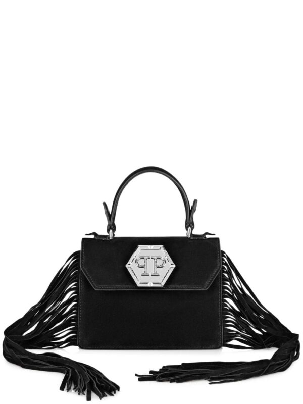 Philipp Plein Small Superheroine Fringe suede bag