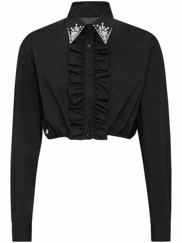Philipp Plein  ruffled cotton cropped shirt