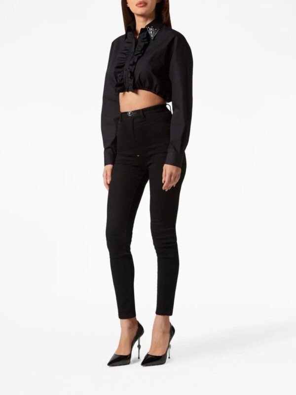 Philipp Plein  ruffled cotton cropped shirt - Image 2