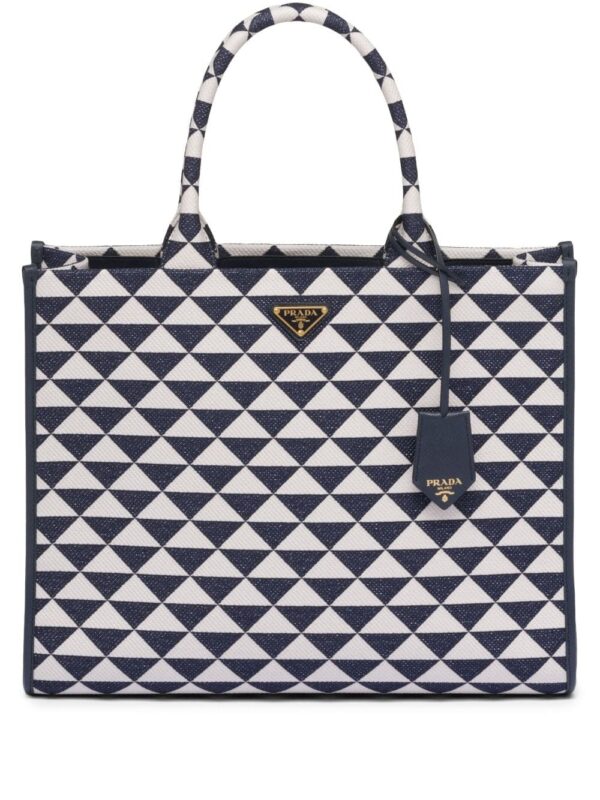 Prada large Symbole embroidered tote bag