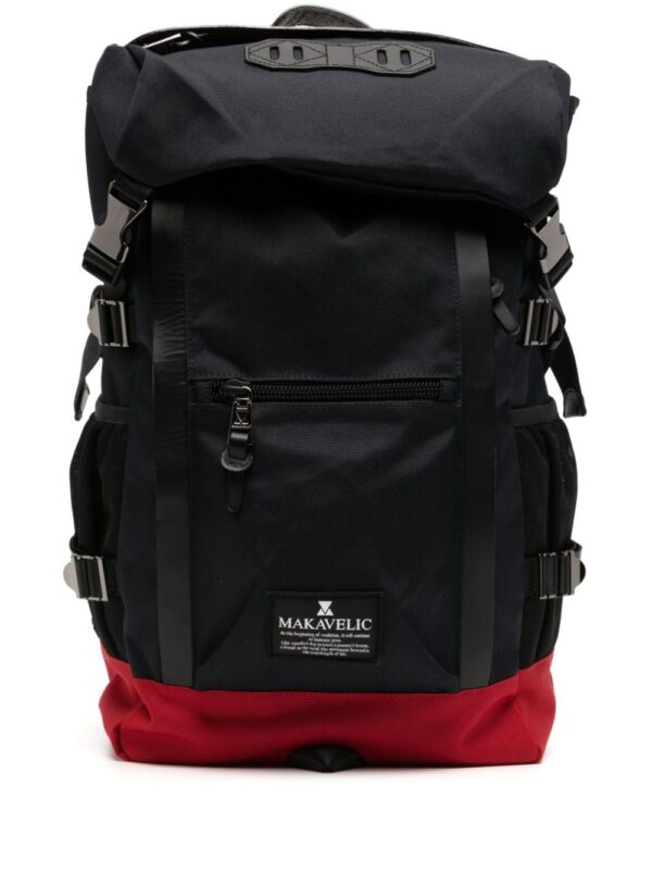 Makavelic contrasting-detail logo-patch backpack