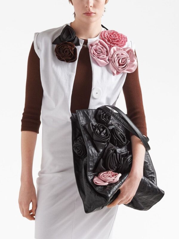 Prada floral appliqué tote bag - Image 3