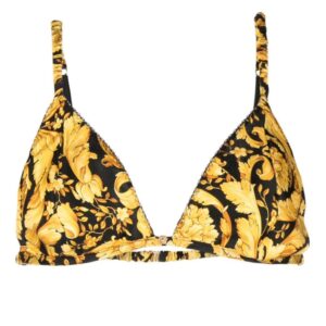 Versace  Barocco-print silk bra