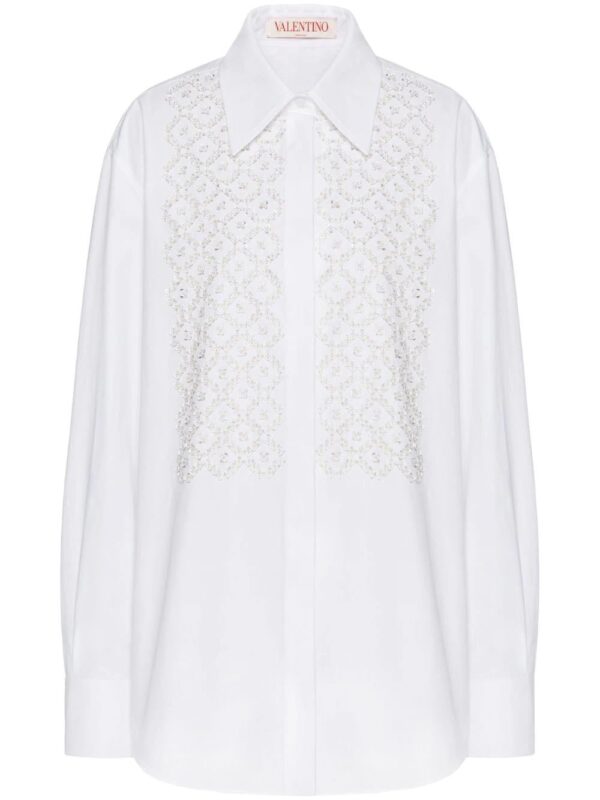 Valentino Garavani  embroidered cotton long-sleeve shirt