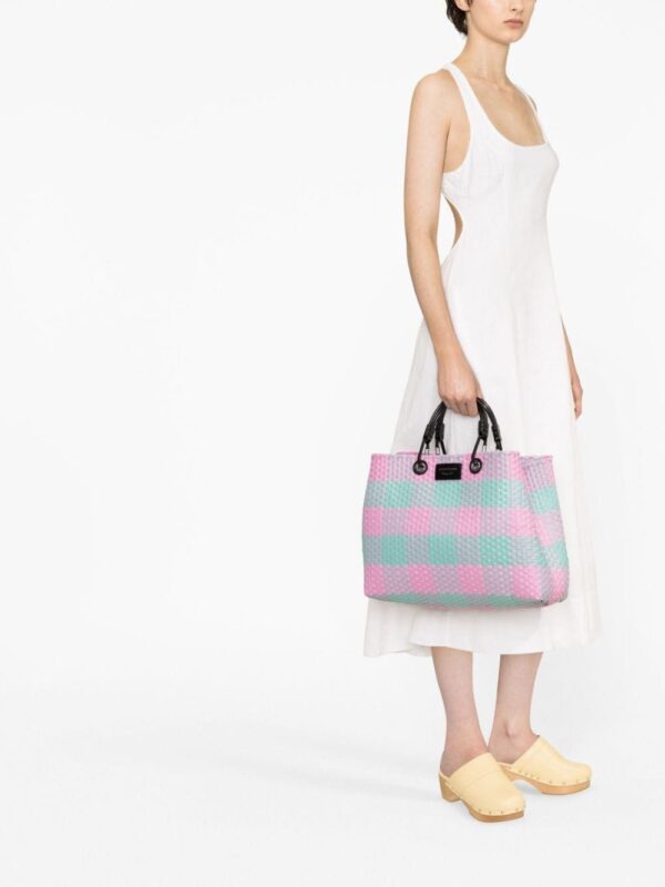 Emporio Armani check-pattern woven tote bag - Image 2