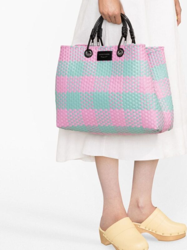Emporio Armani check-pattern woven tote bag - Image 3