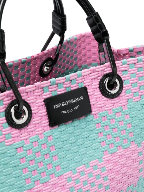 Emporio Armani check-pattern woven tote bag - Image 5