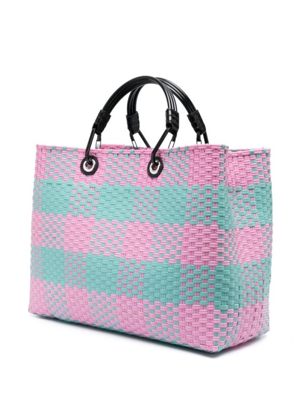 Emporio Armani check-pattern woven tote bag - Image 4