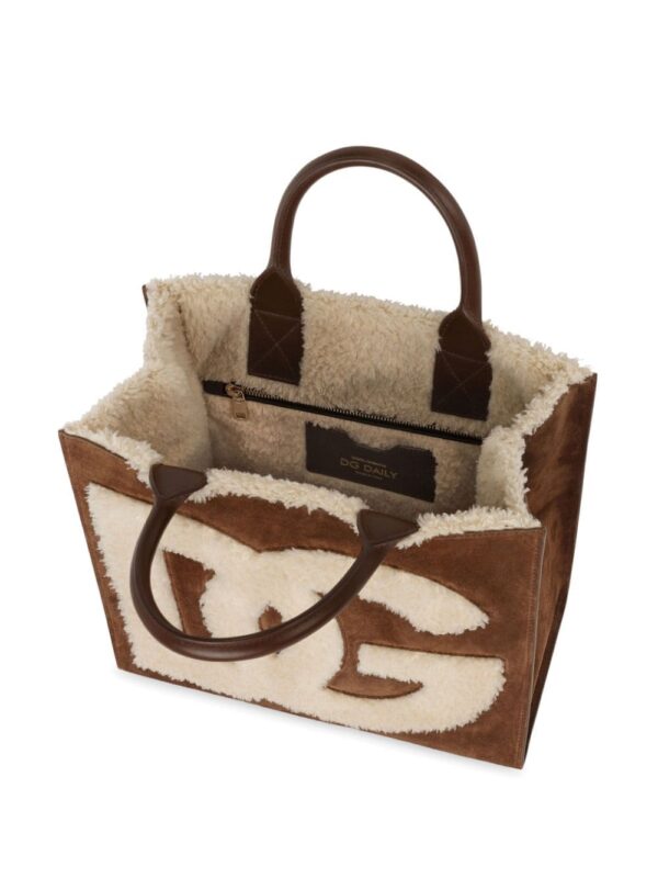 Dolce & Gabbana logo-embroidered shearling-detail bag - Image 5