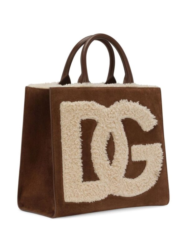 Dolce & Gabbana logo-embroidered shearling-detail bag - Image 4