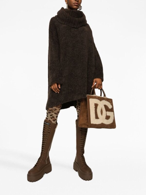 Dolce & Gabbana logo-embroidered shearling-detail bag - Image 2
