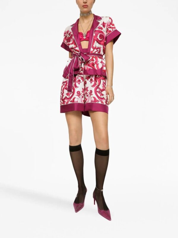 Dolce & Gabbana  Majolica-print belted silk shirt - Image 2