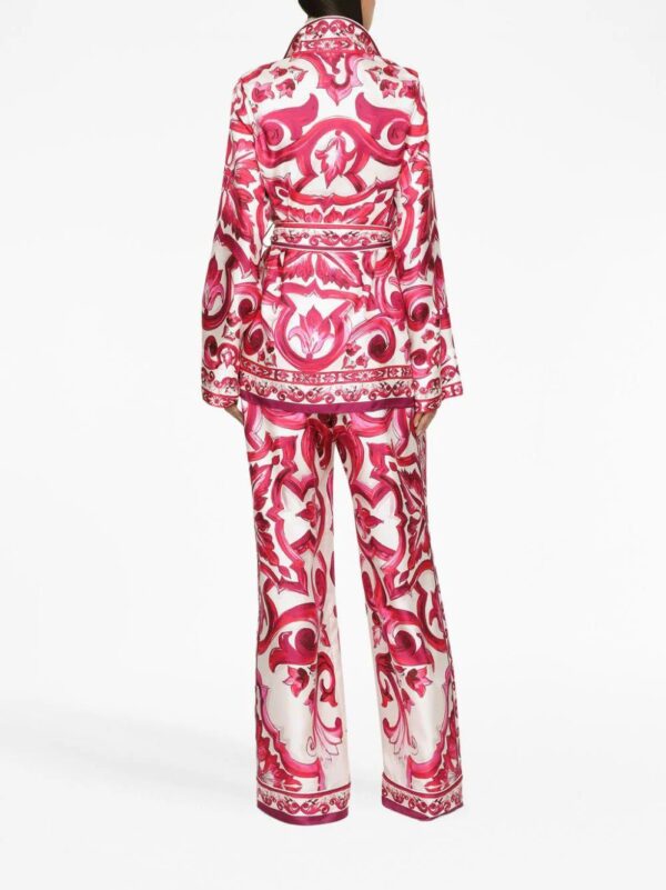 Dolce & Gabbana  Majolica-print belted silk shirt - Image 3