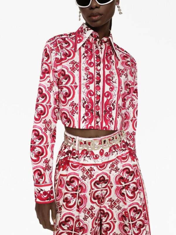 Dolce & Gabbana  Majolica-print cropped shirt - Image 4