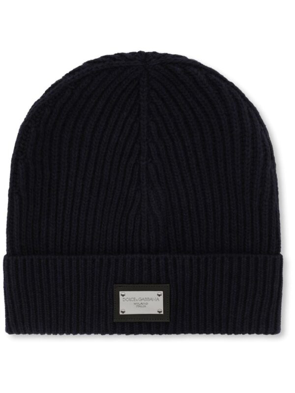 Dolce & Gabbana DG Essentials logo-patch knitted beanie