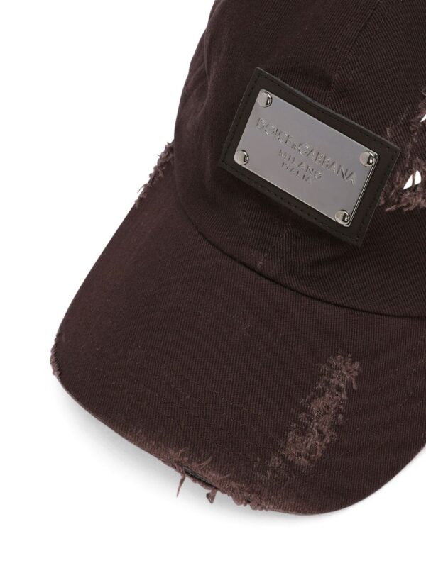 Dolce & Gabbana logo-plaque ripped baseball cap - Image 3