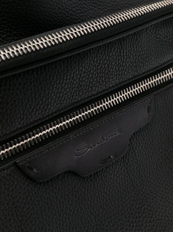 Santoni grained-texture leather backpack - Image 5