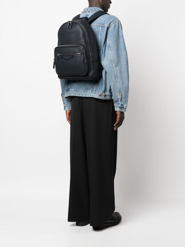 Santoni grained-texture leather backpack - Image 2