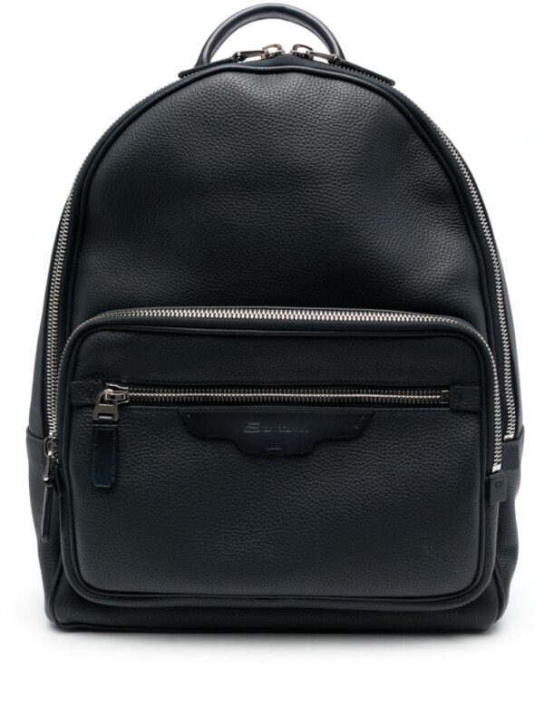 Santoni grained-texture leather backpack